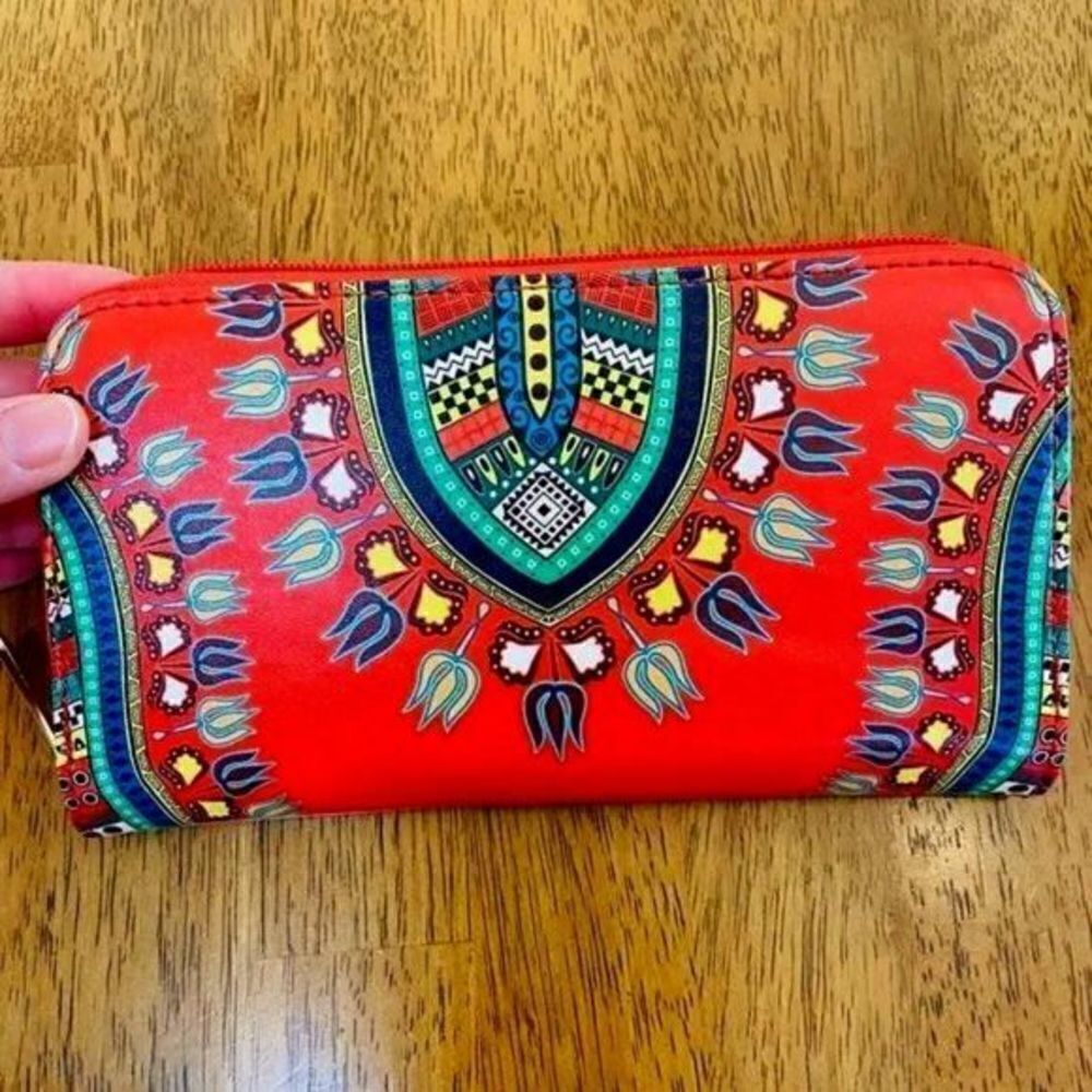 Dashiki Print Zip Around Wallet Clutch Tribal Boho Festival Ethnic Travel Bag - Picture 3 of 12